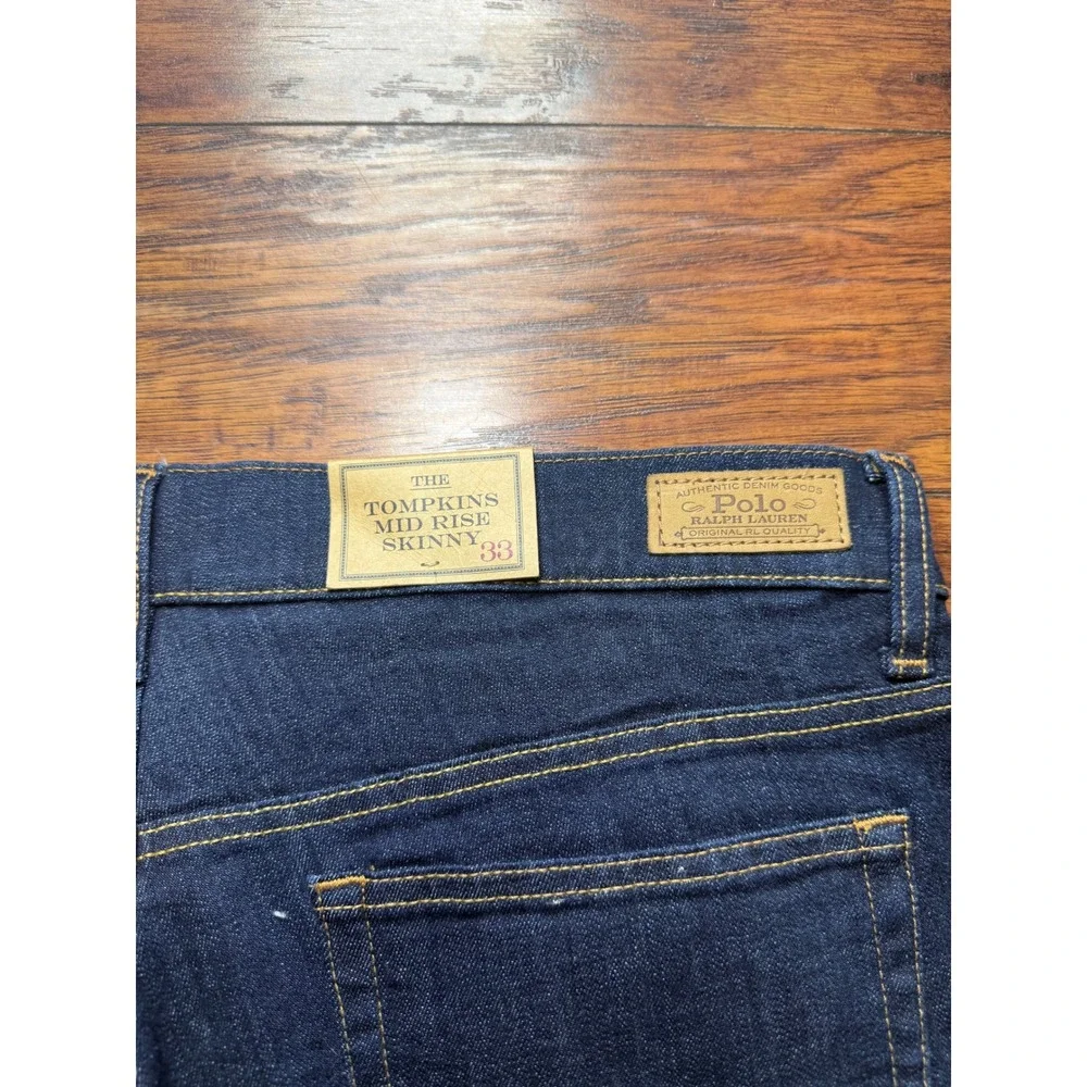 Polo Ralph Lauren Tompkins Mid Rise Skinny Jeans Mens 33 Dark Indigo Denim